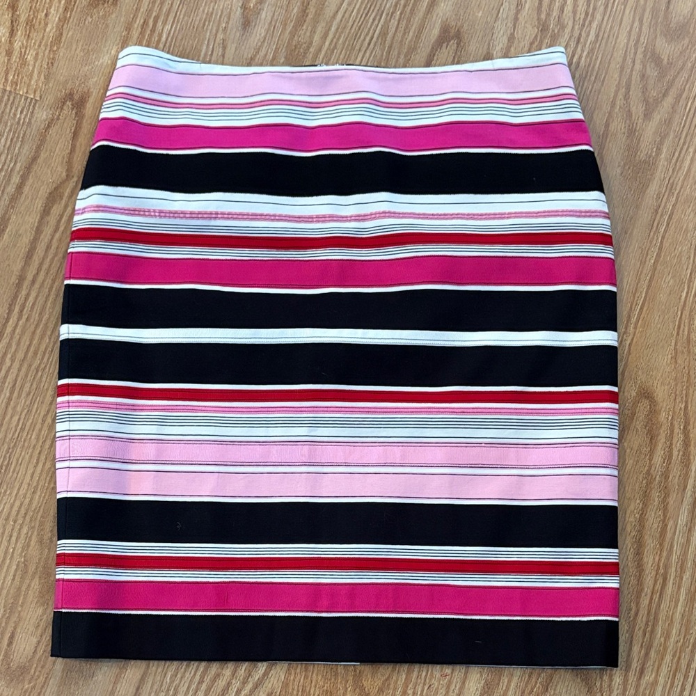 Talbots Pink and Black Striped Pencil Skirt
